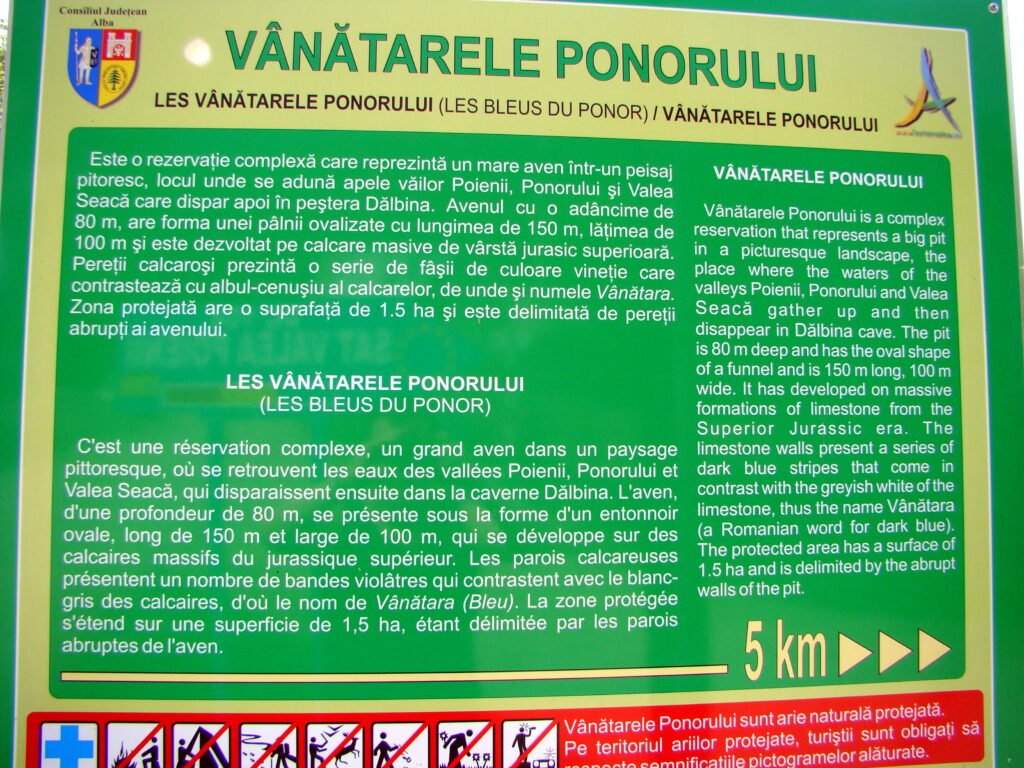 Vânătările Ponorului, fenomen carstic în Munții Trascăului